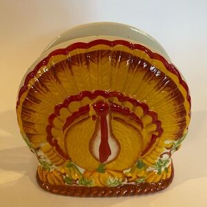 Vintage K-Mart Thanksgiving Holiday Ceramic Turkey Napkin Holder